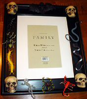 Toys arranged on frame